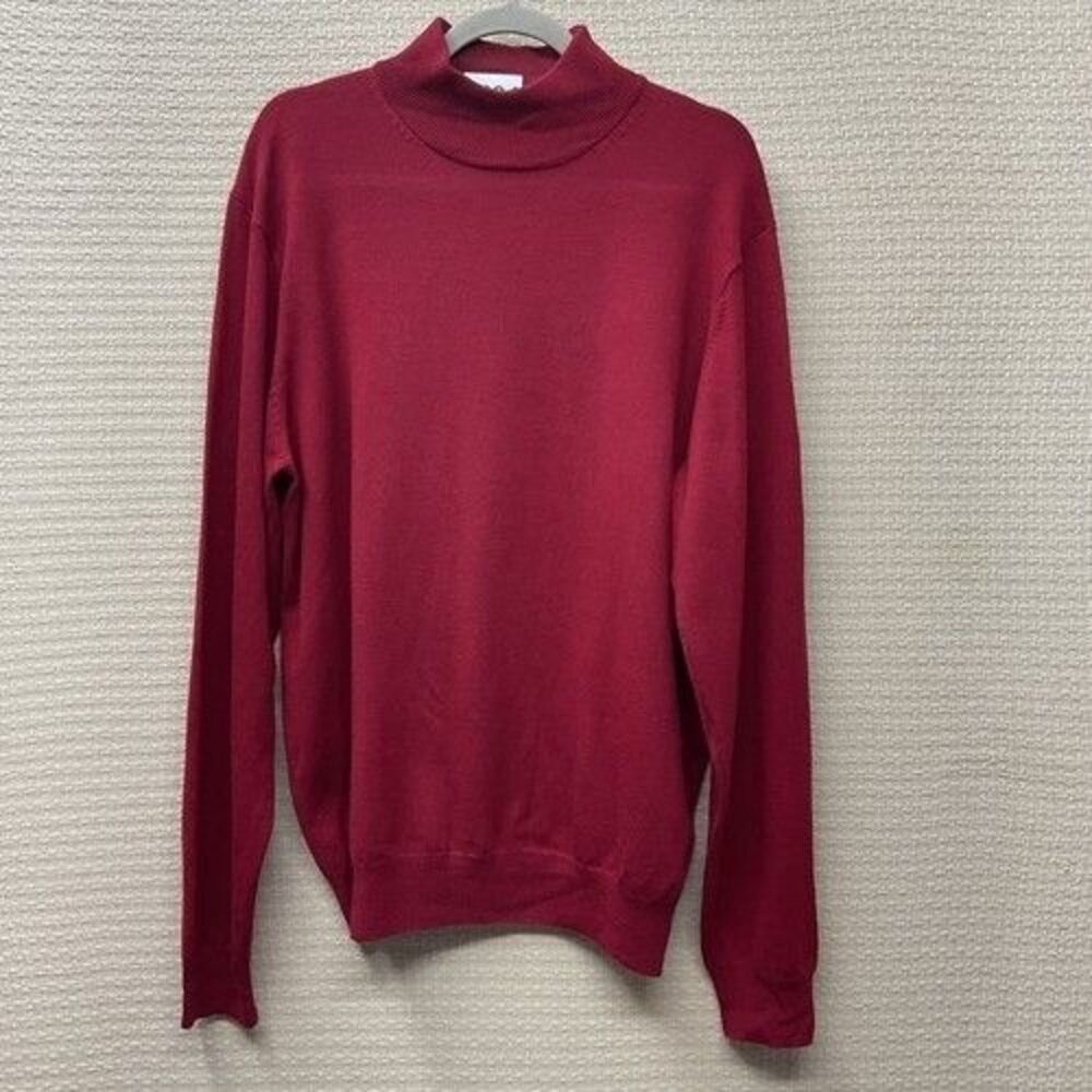 Paul Fredrick 100% Merino Wool MockNeck Sweater Mens‎ Large Tall Red